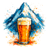 Bier im Berggipfel Aquarell