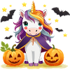 Halloween Einhorn mit Zaubercape