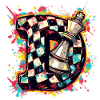 Dame Graffiti Farbexplosion Schachspieler