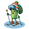 Broccoli Skier Cartoon
