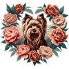Floral Terrier im Pfingstrosenrahmen