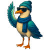 Seagull in winter outfit