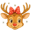 Reindeer head with red ribbon