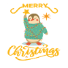 Penguin raises poinsettia –Merry Christmas