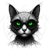 Green Eyes Computer Coder Geek Cat