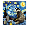 Badger on roof in starry night