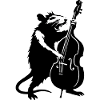 Bär mit Cello Monochrom