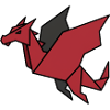 Origami Dragon Red Geometric