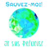 Globe Géométrique Bleu Vert Sauvez moi!