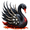 Black Swan with Skulls