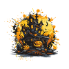 Haunted house on the Halloween moon