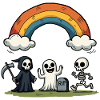 Death & Friends Halloween Rainbow Scene
