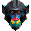 Farbiges Low-Poly Affenporträt