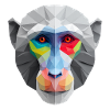 Farbiges Low-Poly Affengesicht Logo Art Design