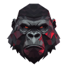 Polygon gorilla with red eyes