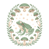 Grenouille et champignons avec ciel étoilé