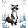Winterlicher Waschbär im Wald