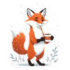 Fox with coffee in winter