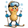 Peanut skier in the snow
