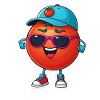 Tomato with cap and sunglasses