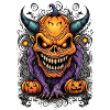 Halloween Dämon mit Kürbiskopf