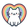 Kawaii Rainbow Heart Cat