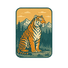Tiger in the Mountains Retro Motif