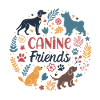 Flowery Canine Friends in a Circle
