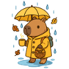 Capybara im Regen – Cozy Autumn Feeling