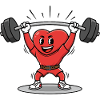 Strong Heart Lifting Weights Cartoon Design