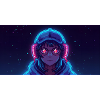 Neon gamer with headphones