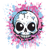 Neon Splatter Schädel Kunst