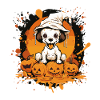 Little Halloween Puppy with Pumpkins