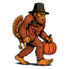 Bigfoot Carrying Turkey Thanksgiving Humor