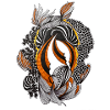 Orange Black Abstract Feather Pattern