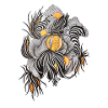 Noir Blossoms Orange Accents
