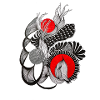 Monochrome flower circles with red