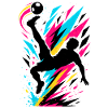 Neon Soccer Player with Ball