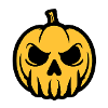Pumpkin Skull Yellow Black