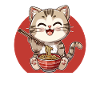 Chat Kawaii Rétro Mange Ramen