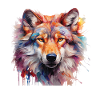 Bunter Wolf – Abstraktes Tierportrait Design