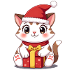 Cute cat Christmas with present
