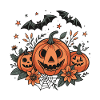 Orange Pumpkins on Fall Flowers