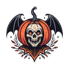 Winged Halloween Pumpkin Skeleton