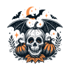 Halloween Night Skull Bats