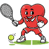 Heart-Shaped Tennis Mascot Playing Sports