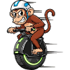 drôle chimpanzé monocycle coureur motocyclette cascadeur