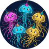 Jellyfish Festival in Dark Blue