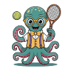 Nerdy Tennis Octopus With Glasses
