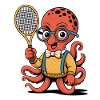 Nerdy Tennis Octopus With Glasses